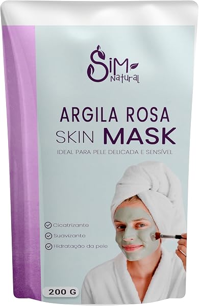Argila Rosa Skin Mask Ideal para Pele Sensível e Delicada - Máscara Facial e Corporal 200g