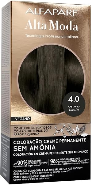 Coloração Permanente Alfaparf Alta Moda Sem Amônia 4.0 Castanho