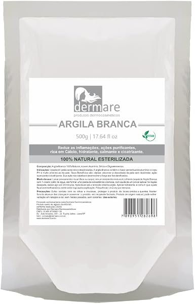 DERMARE Argila Branca Clareadora 500g Mascara Uniformiza o Tom da Pele