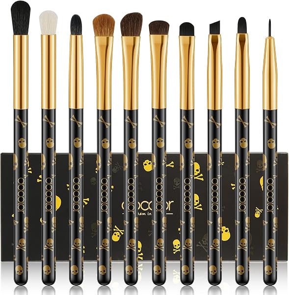 Docolor 10 Pincéis de Maquiagem com Estampa de Crânio