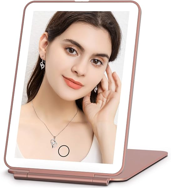 FUNTOUCH Espelho de maquiagem recarregável para viagem com 72 luzes LED