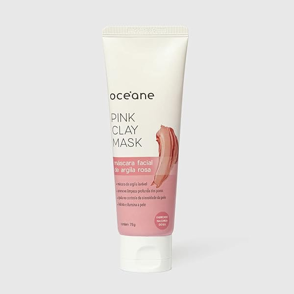 Máscara Facial Argila Rosa, Pink Clay Mask, Océane