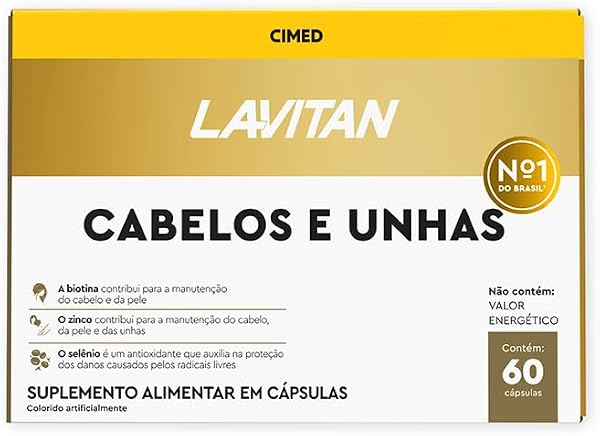 Multivitamínico Lavitan Cabelos e Unhas, 60 Cápsulas