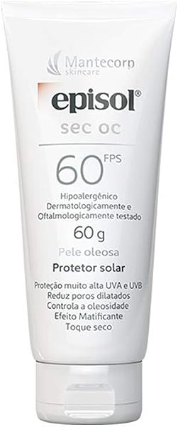 Protetor Solar Facial Episol Sec Oc FPS 60 Sem Cor