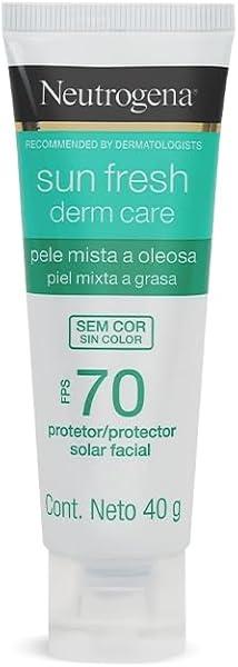 Protetor Solar Facial Neutrogena Sun Fresh Derm Care, Sem Cor, FPS 70, 40g