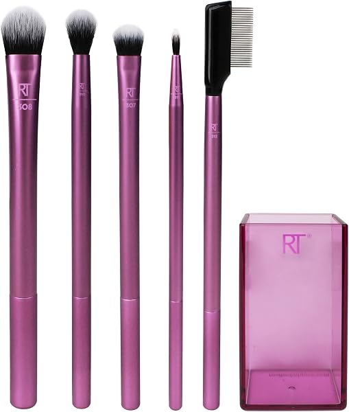 Real Techniques Kit para Olhos com 5 Pincéis e Porta Pincel