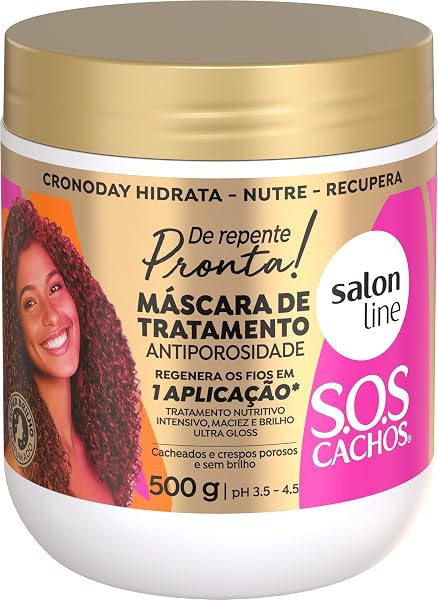 Salon Line Máscara de Tratamento SOS Cachos De Repente Pronta Vegano 500 g