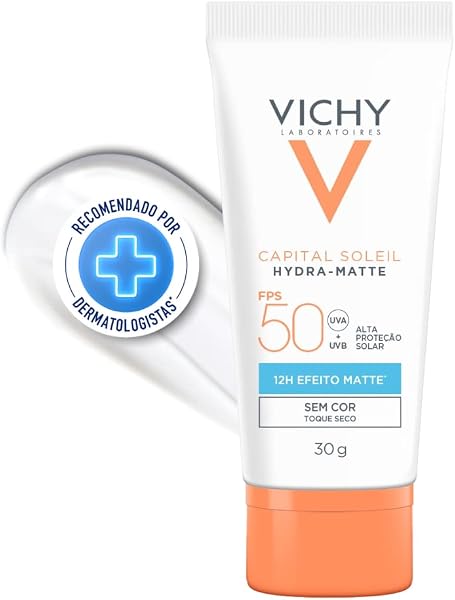 Vichy Capital Soleil HydraMatte Protetor Solar Facial com Efeito Matte por 12h FPS 50 Sem Cor