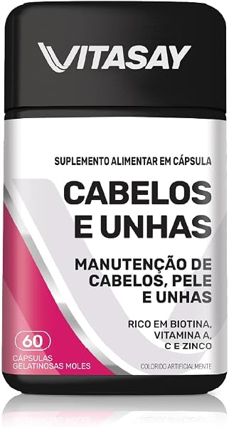 Vitamina Cabelos e Unhas com Biotina Vitasay, 60 Cápsulas